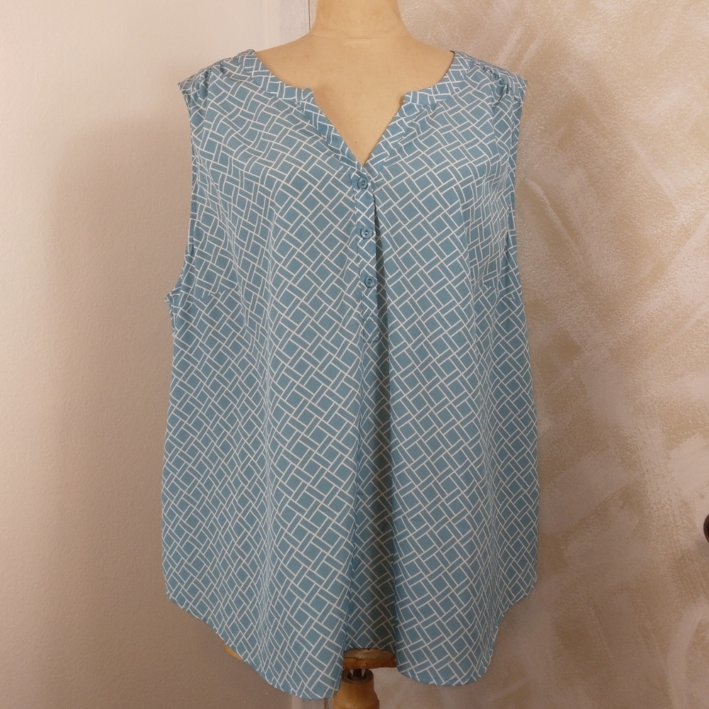 NWT 3X Ryan Wythe Sleeveless Top Geometric Design